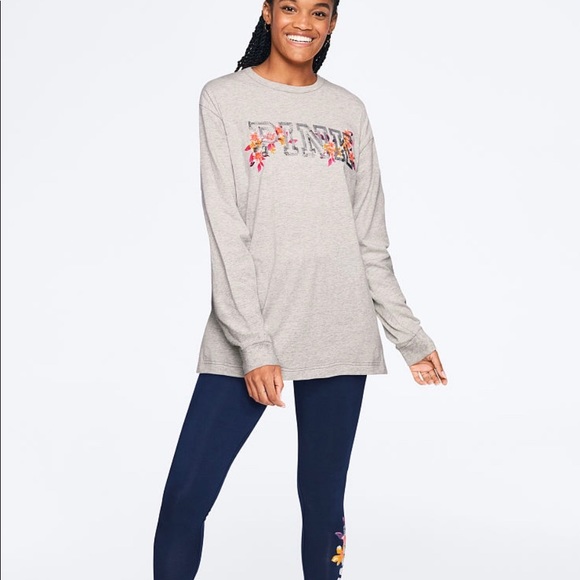 PINK Bling Campus Long Sleeve Ringer Tee - Picture 2 of 6